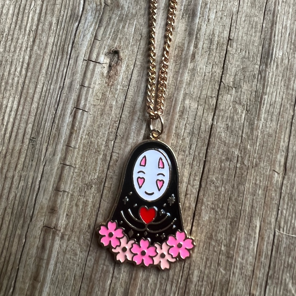Studio Ghibli No Face Rose Gold Dangle 24” Necklace